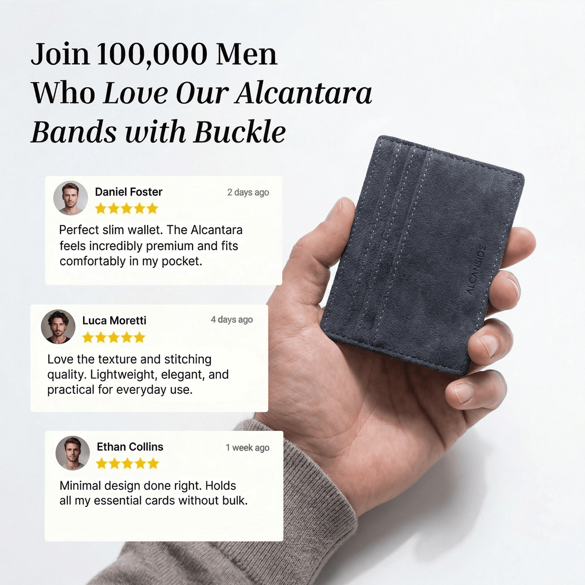 Alcantara Card Wallet - Space Grey - Alcanside