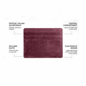 Alcantara Card Wallet - Wine Red - Alcanside