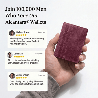 Alcantara Card Wallet - Wine Red - Alcanside