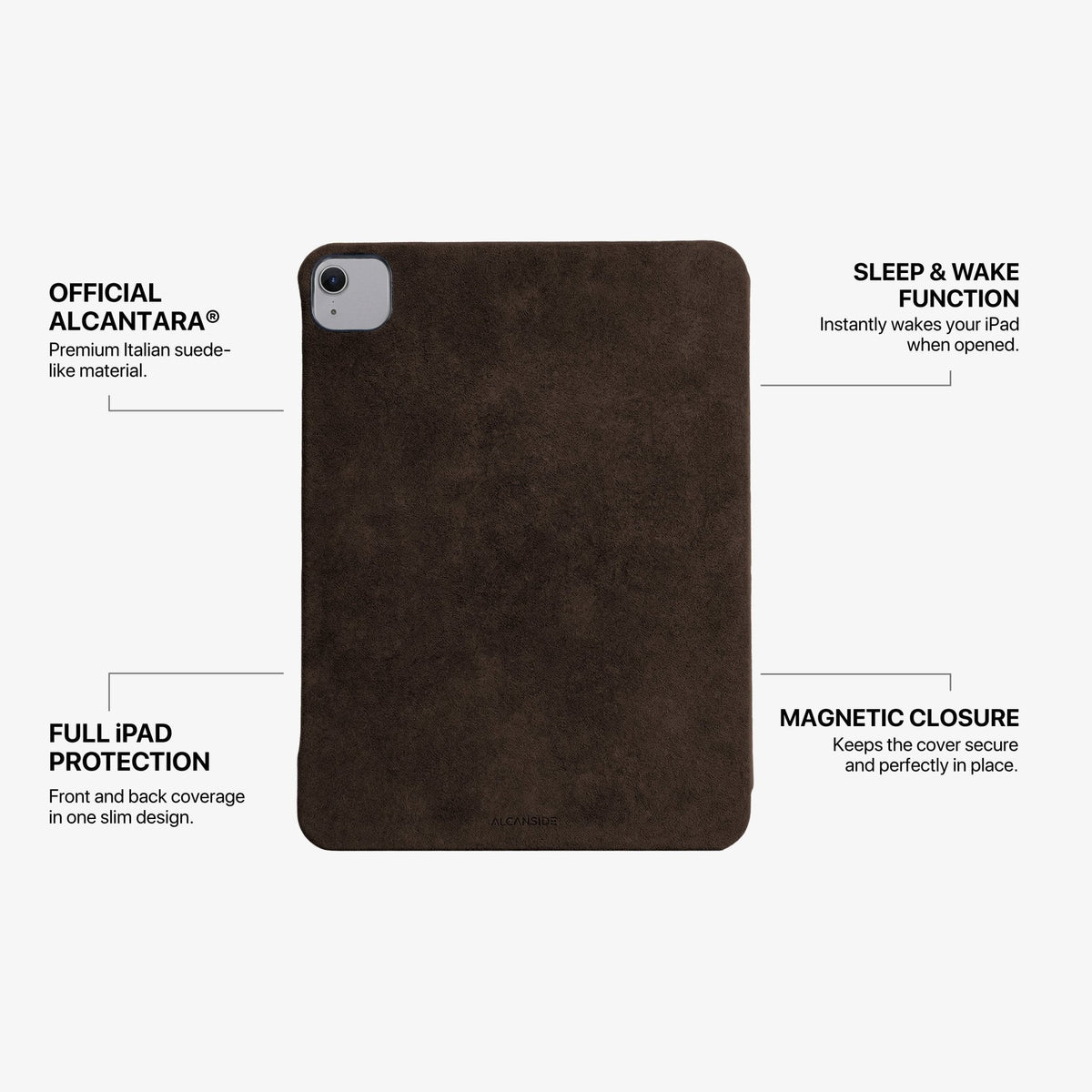 Alcantara iPad Cover - For iPad Air 11 inch (2024/2026) - Chocolate Brown - Alcanside