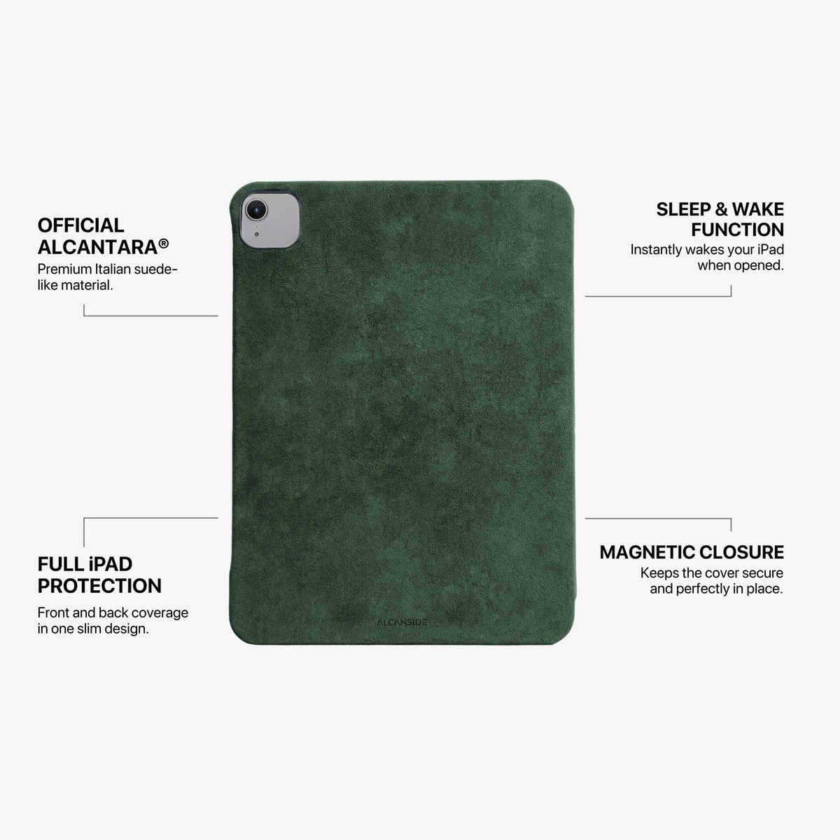 Alcantara iPad Cover - For iPad Air 11 inch (2024/2026) - Midnight Green - Alcanside