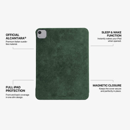 Alcantara iPad Cover - For iPad Air 11 inch (2024/2026) - Midnight Green - Alcanside
