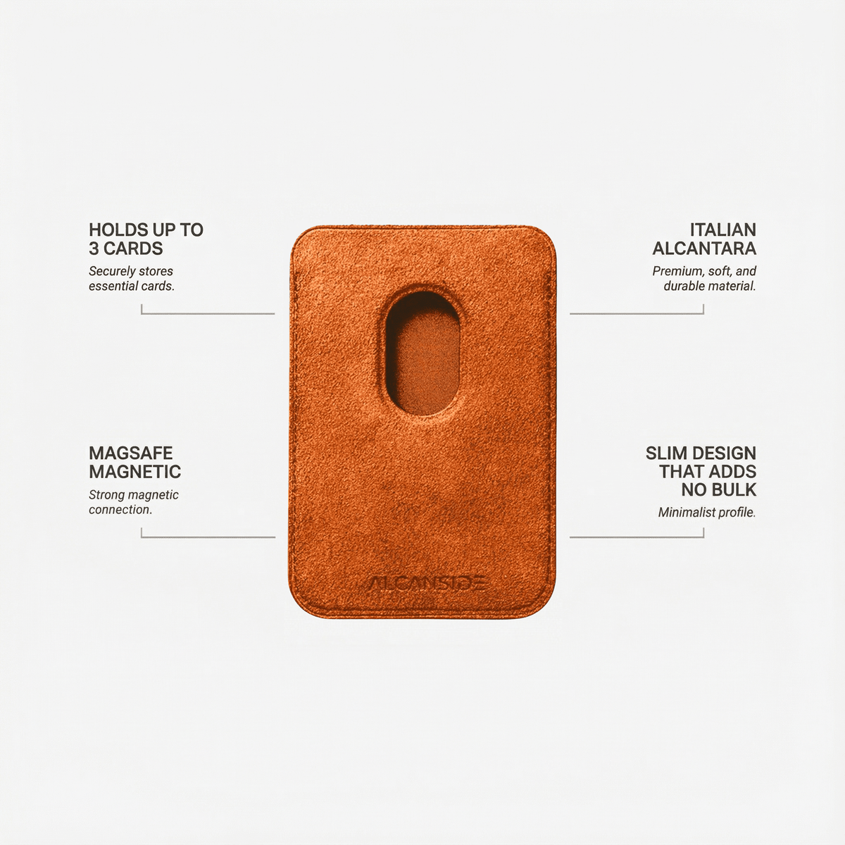 Alcantara MagSafe Wallet - Orange - Alcanside