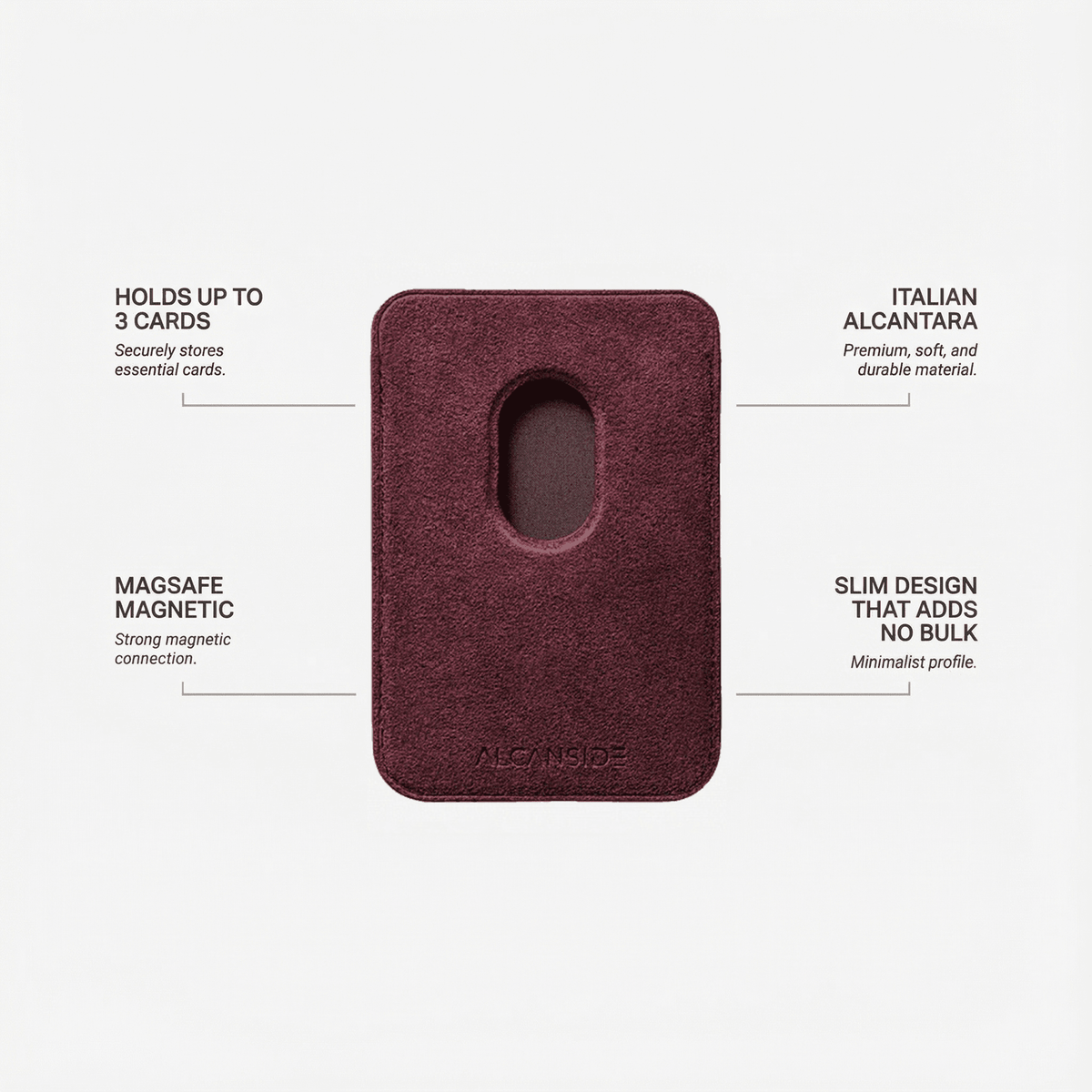 Alcantara MagSafe Wallet - Wine Red - Alcanside