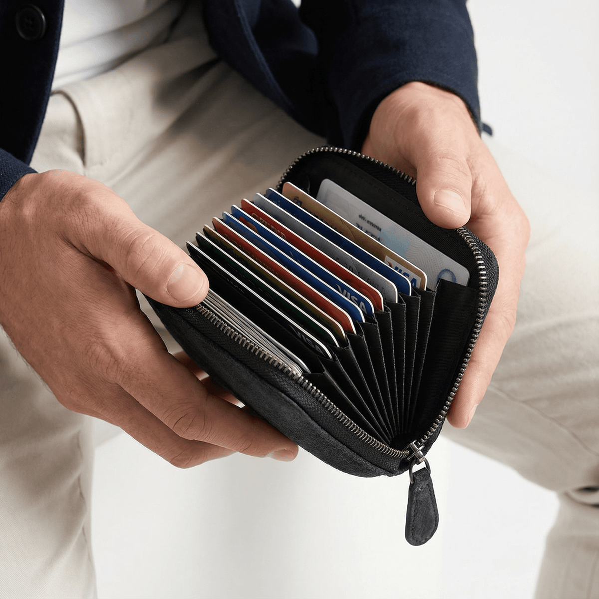 Credit Card - Alcantara Zipper Wallet - Space Grey - Alcanside