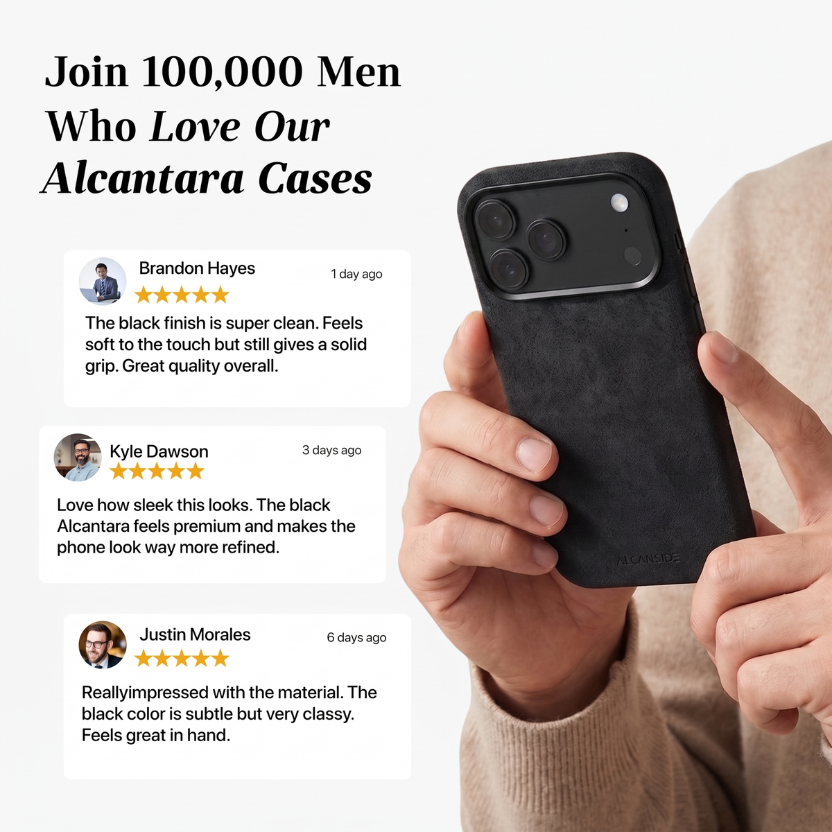 Customer reviews of the Deep Black Alcantara iPhone 18 Pro case #iPhone model:_iPhone 18 Pro|iPhone 18 Pro Max