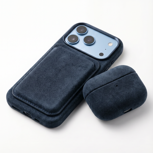 iPhone 18 Pro Alcantara case with MagSafe wallet and AirPods case