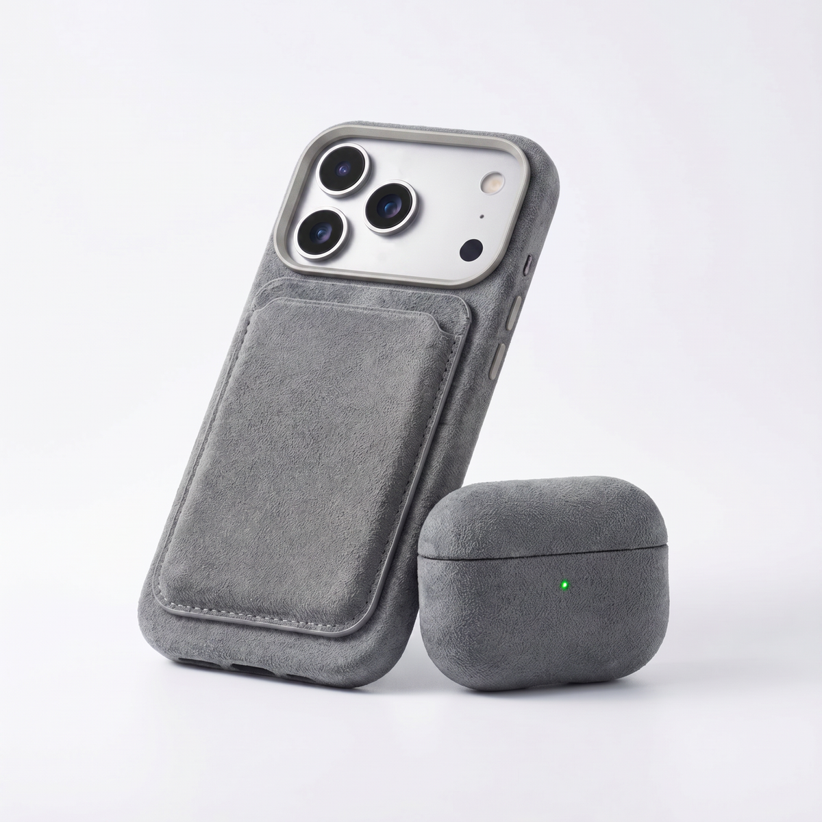 iPhone 18 Pro Alcantara case with MagSafe wallet and AirPods case #iPhone model:_iPhone 18 Pro|iPhone 18 Pro Max