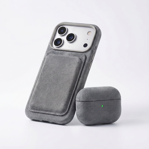 iPhone 18 Pro Max Alcantara case with MagSafe wallet and AirPods case