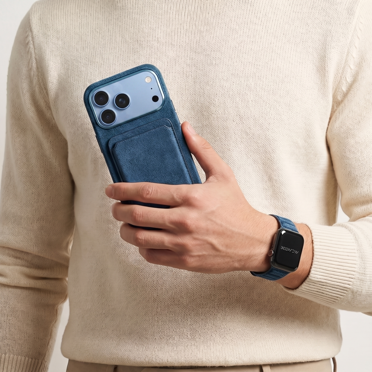 iPhone 18 Pro Alcantara case with MagSafe wallet and AirPods case #iPhone model:_iPhone 18 Pro|iPhone 18 Pro Max
