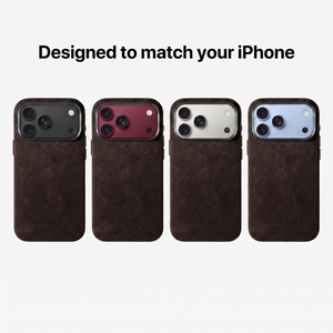 Chocolate Brown Alcantara cases designed to match every iPhone 18 colour
