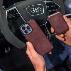 iPhone 15 Plus - Alcantara Back Cover - Wine Red - Alcanside