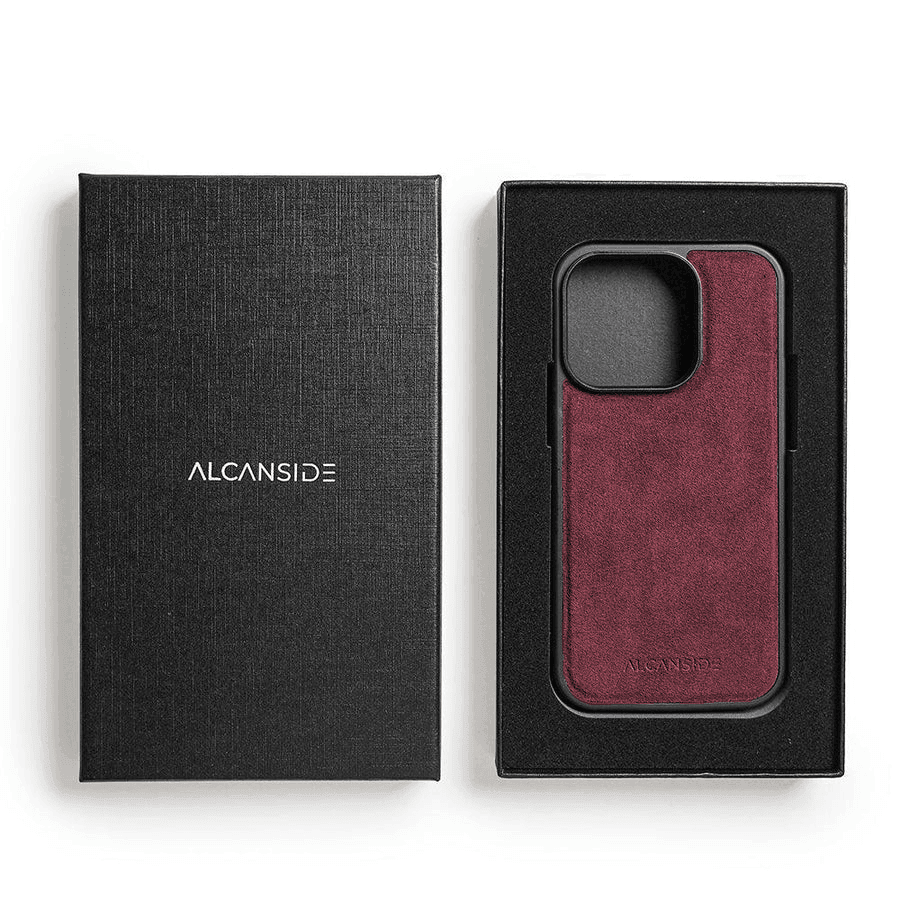 iPhone 15 Pro Max - Alcantara Back Cover - Wine Red - Alcanside