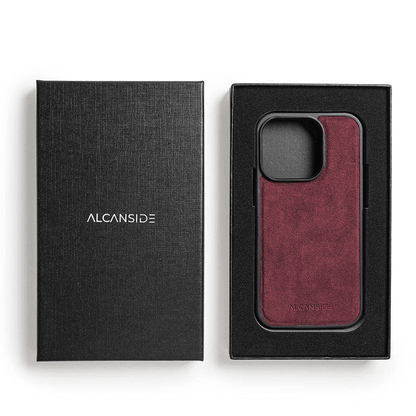 iPhone 15 Pro Max - Alcantara Back Cover - Wine Red - Alcanside