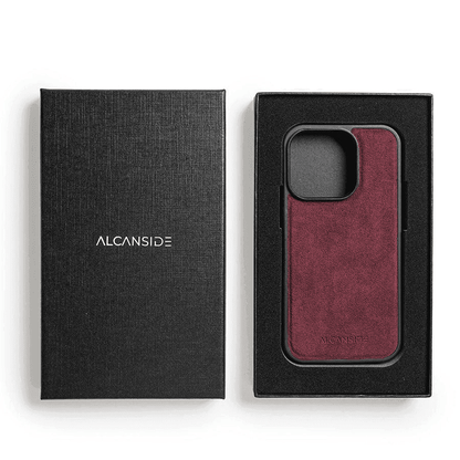 iPhone 16 Pro Max - Alcantara Back Cover - Wine Red - Alcanside