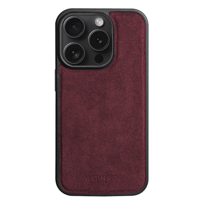 iPhone 16 Pro Max - Alcantara Back Cover - Wine Red - Alcanside