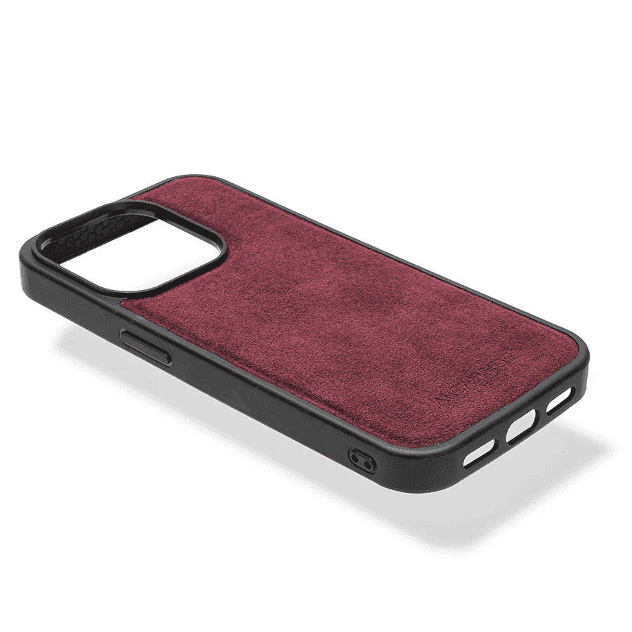 iPhone 16 Pro Max - Alcantara Back Cover - Wine Red - Alcanside