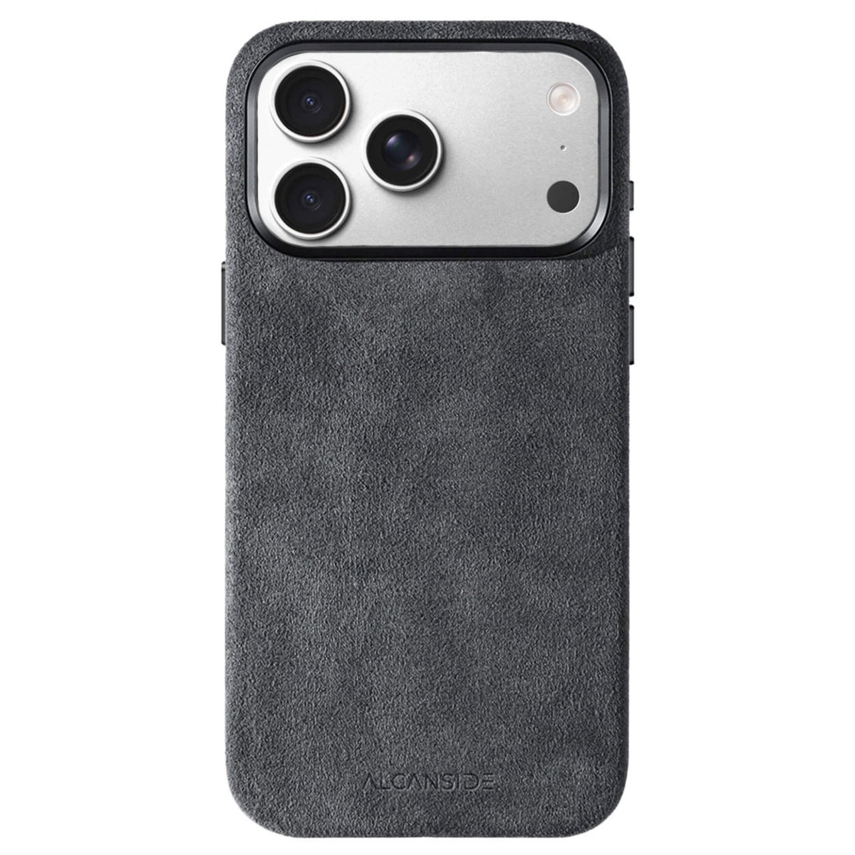 iPhone 17 Pro Max wrapped in a Space Grey Alcantara case by Alcanside #iPhone model:_iPhone 17 Pro|iPhone 17 Pro Max