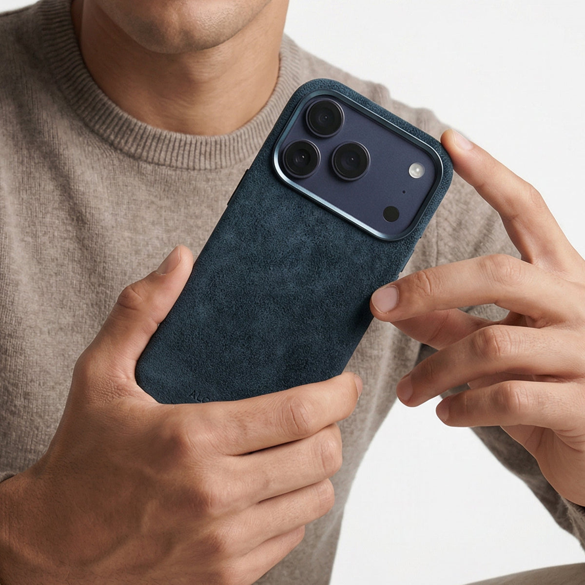 iPhone Alcantara Case - Navy Blue - Alcanside #iPhone model:_iPhone 17 Pro|iPhone 17 Pro Max