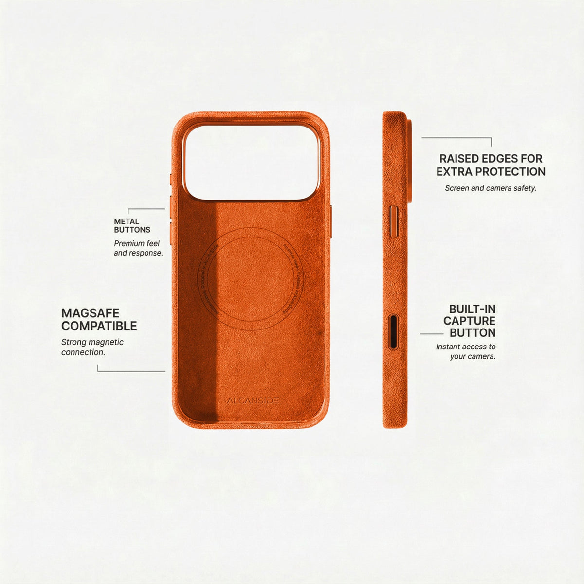 iPhone Alcantara Case - Orange - Alcanside #iPhone model:_iPhone 17 Pro|iPhone 17 Pro Max