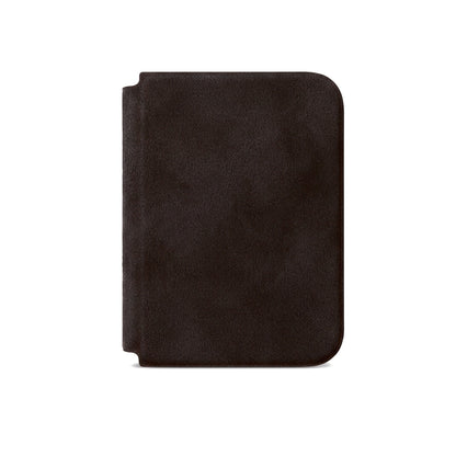 Chocolate Brown Alcantara folio case for iPhone Duo, front cover closed