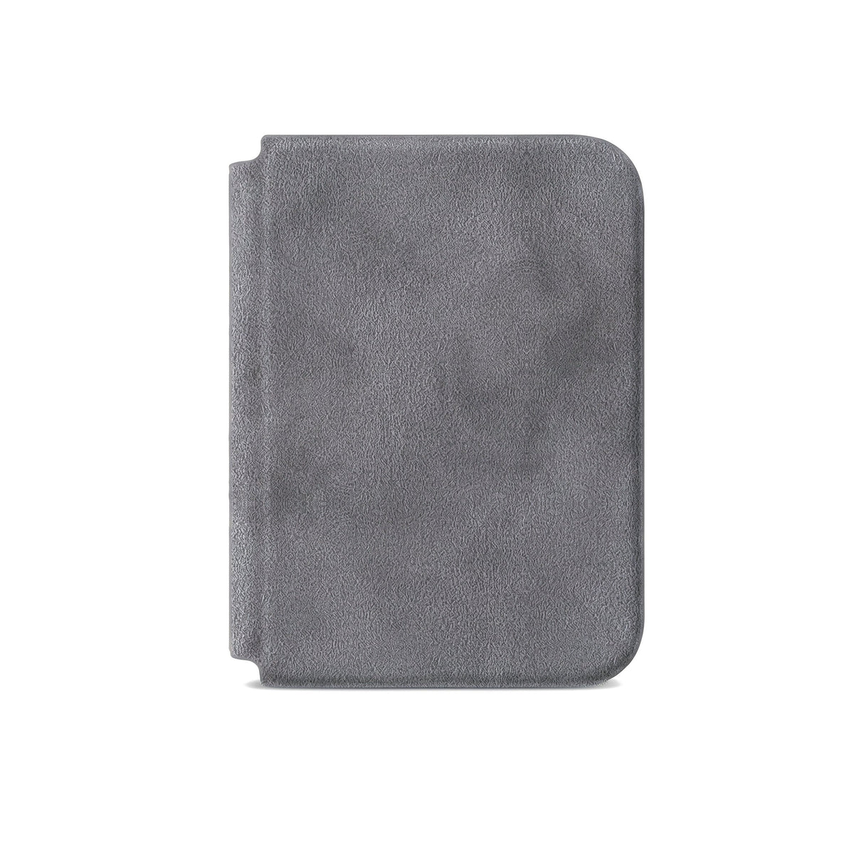 Nardo Gray Alcantara folio case for iPhone Duo, front cover closed