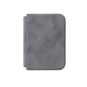Nardo Gray Alcantara folio case for iPhone Duo, front cover closed