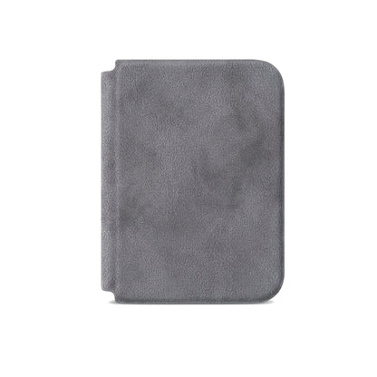 Nardo Gray Alcantara folio case for iPhone Duo, front cover closed