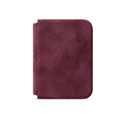 Wine Red Alcantara folio case for iPhone Duo, front cover closed