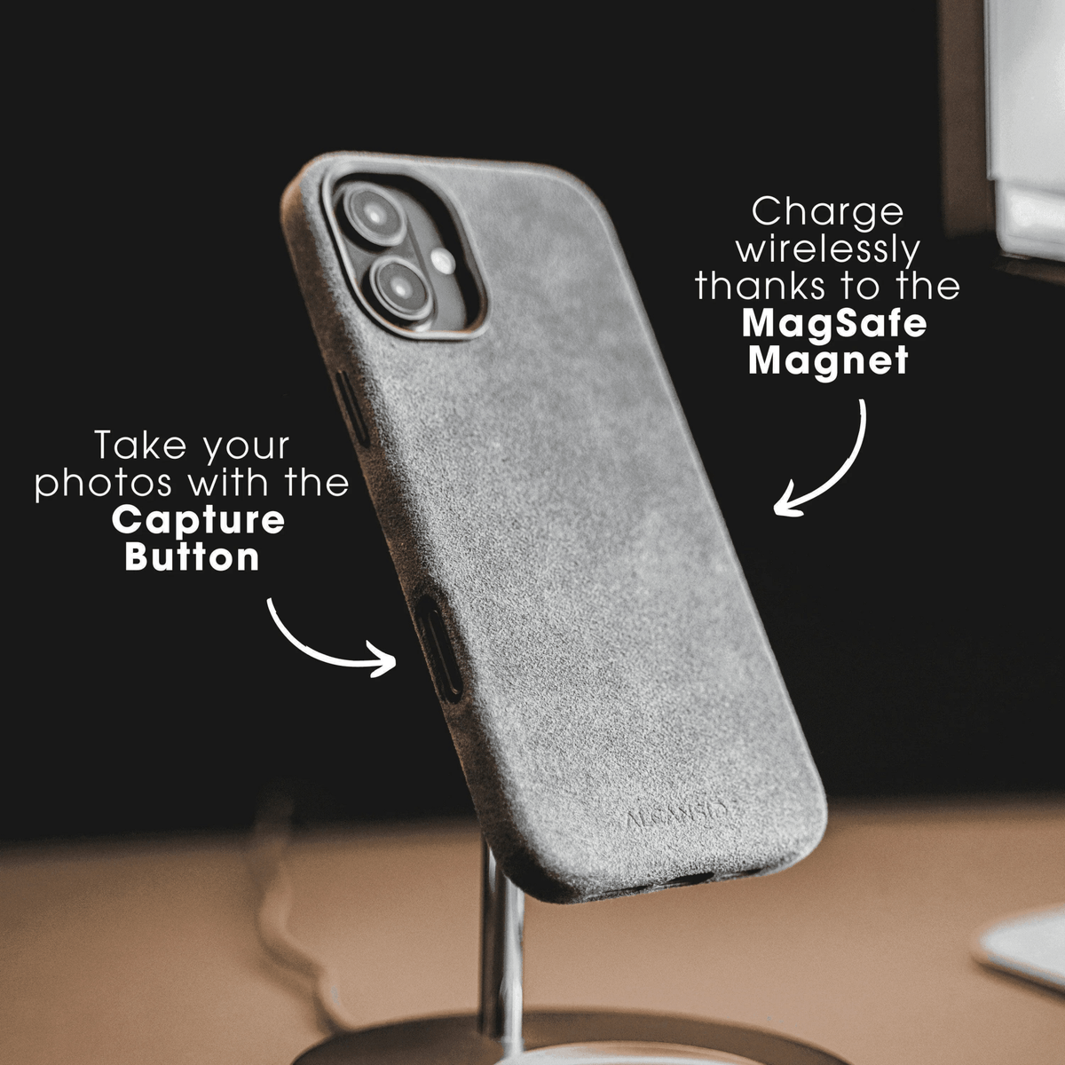 iPhone 16e - Alcantara Case - Space Grey - Alcanside #iPhone model:_iPhone 17e